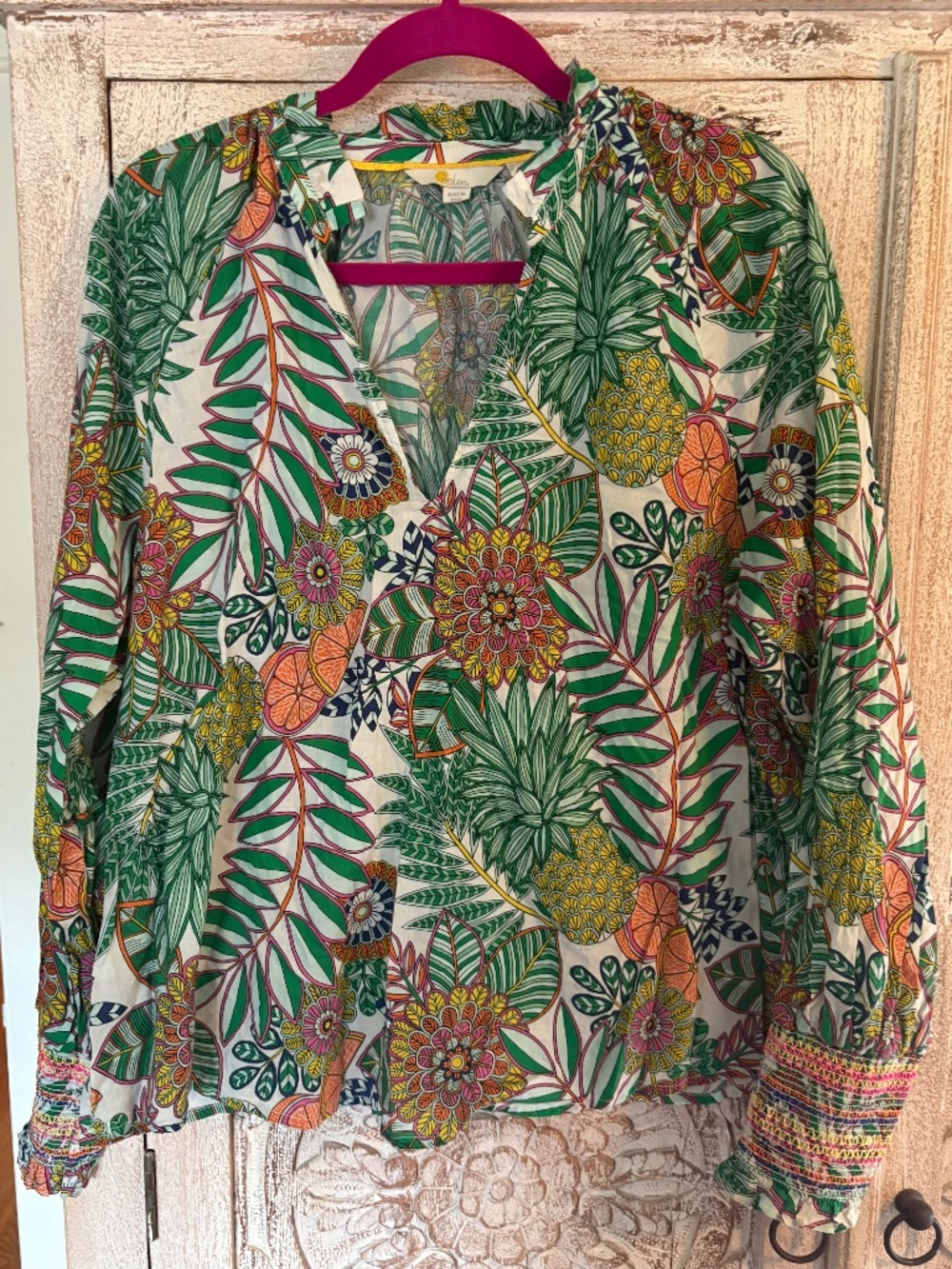 Boden floral tropical peasant blouse